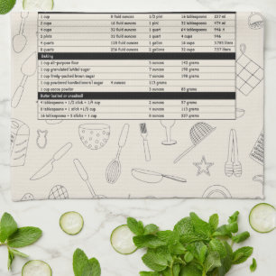 Équivalents de mesure de la cuisine Serviette de 