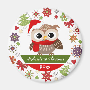 Ęr aimant de Noël de hibou heureux de bébé