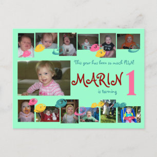 ęr anniversaire 12 mois de carte postale de photo