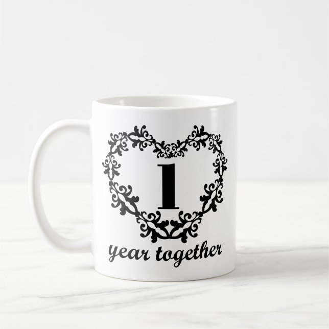 ęr Anniversaire 1 ans ensemble de coeur de tasse (Gauche)