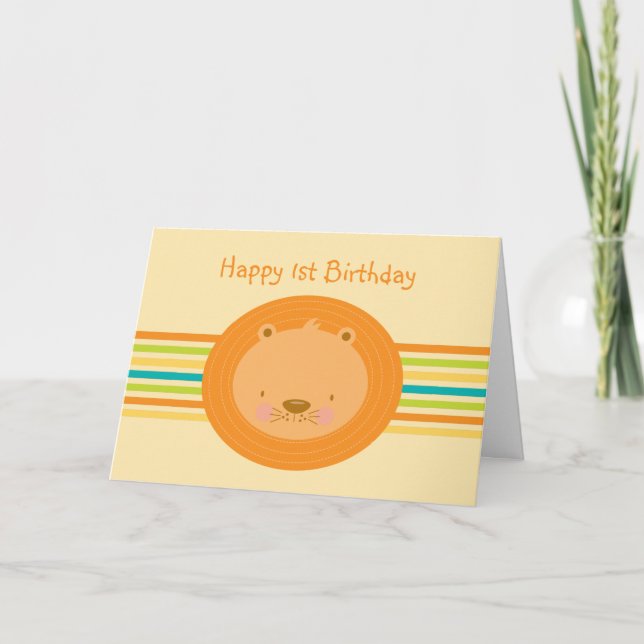 ęr Carte de lion de bébé d'anniversaire (Devant)