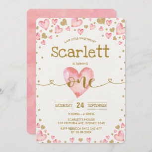 Ęr invitation d'anniversaire d'or d'amoureux rose