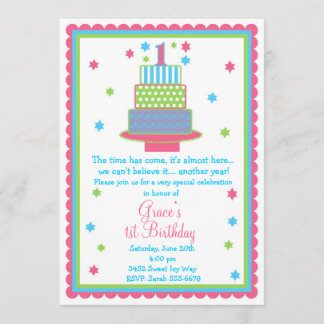 ęr Invitation de partie de gâteau d'anniversaire