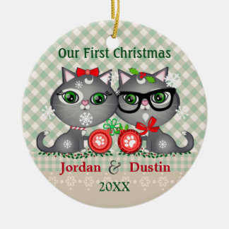 Ęr ornement de Noël de chats rustiques faits sur