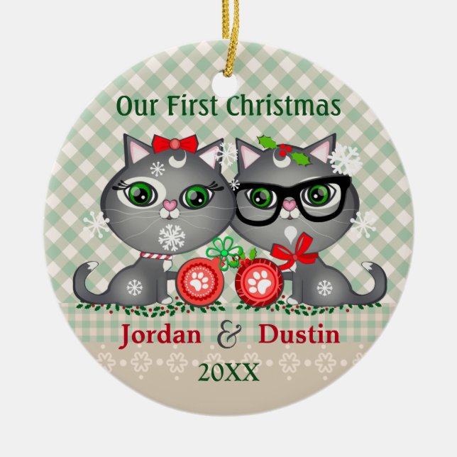 Ęr ornement de Noël de chats rustiques faits sur (Devant)