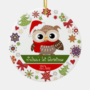 Ęr ornement de Noël de hibou heureux