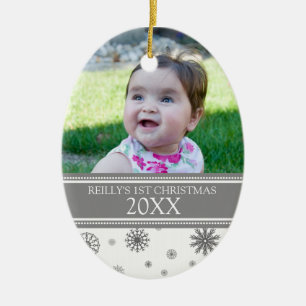 Ęr ornement de Noël de neige du bébé gris de p