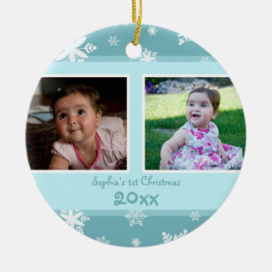 Ęr ornement de Noël du bébé turquoise de photo