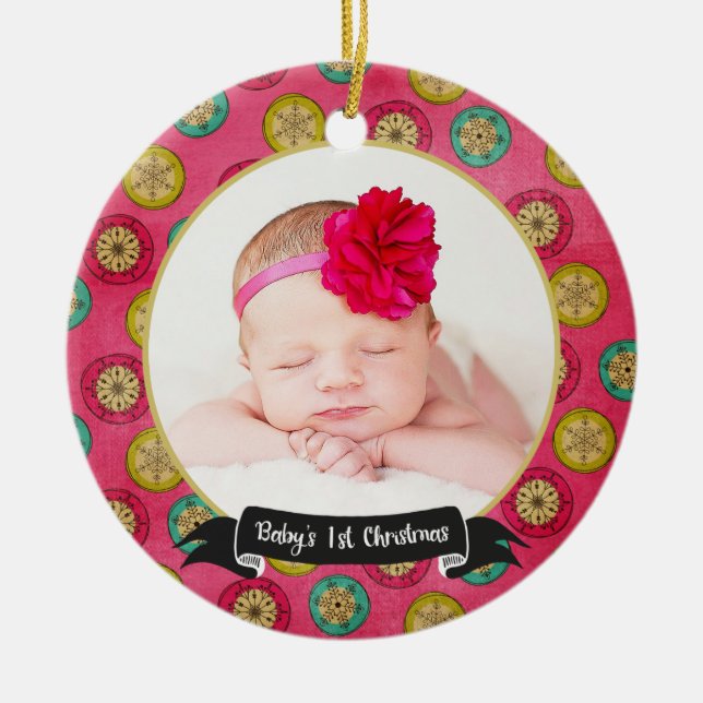 Ęr ornement de Noël du rétro bébé de flocons de (Devant)