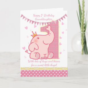 ęr Petite-fille d'anniversaire, carte d'éléphant