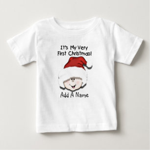 Ęr T-shirt personnalisé de Noël de bébé blanc