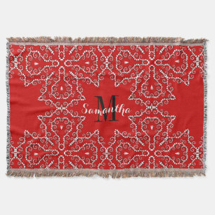 Érable géométrique rouge blanc tissé Couverture