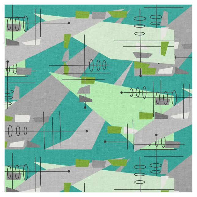 Ère atomique a inspiré le tissu d'art abstrait (Fermer)