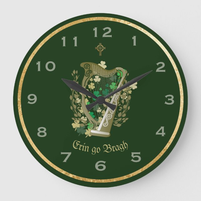 Erin Go Bragh Horloge murale irlandaise de la harp (Recto)