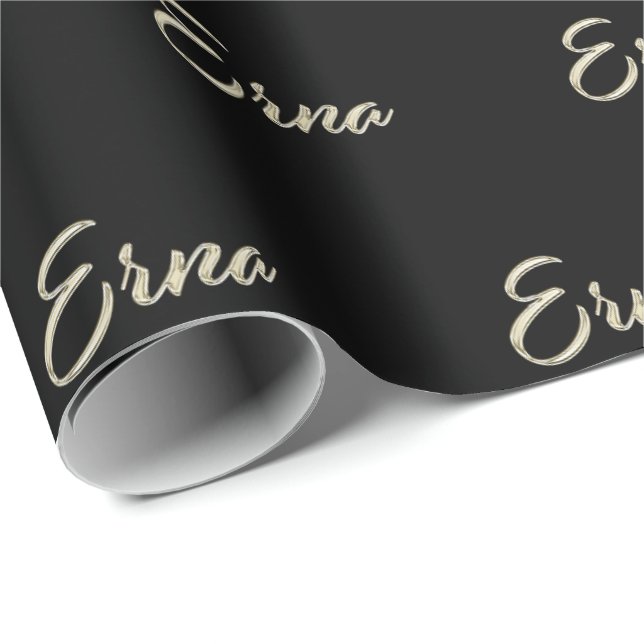 Erna papier cadeau en or blanc écriture manuscrite (Coin rond)