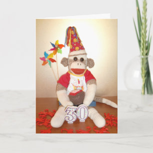 Ernie carte d'anniversaire de singe de chaussette