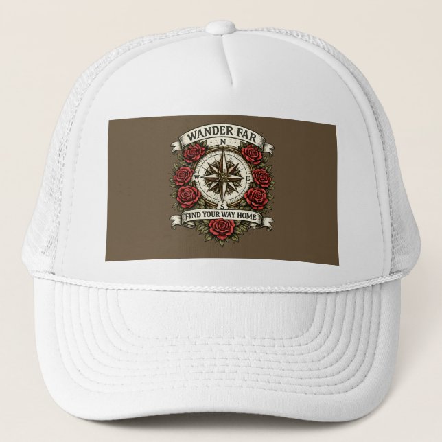 Errer loin – Casquette graphique vintage à rose de (Devant)
