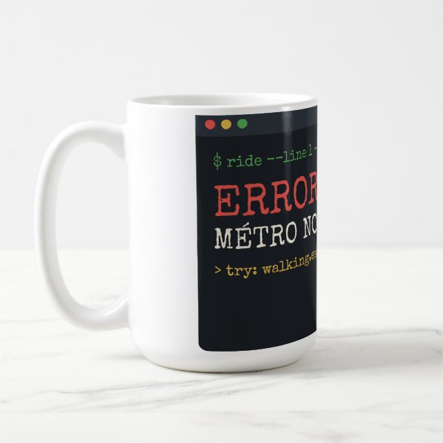 Erreur 404 Métro Non Trouvé Mug Funny Programmer (Gauche)