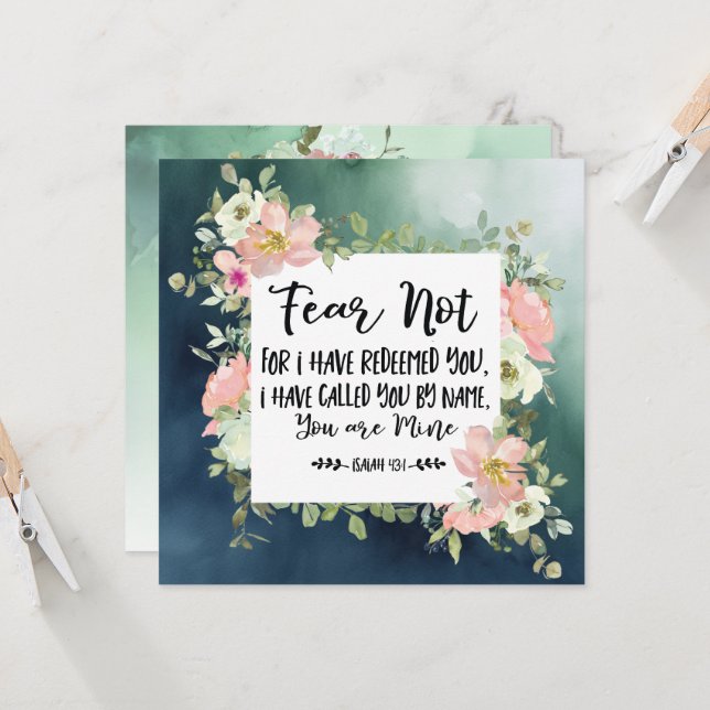 Ésaïe 43:1 Crainte Pas Bible Verse Carte Chrétienn (Devant/Arrière en situation)