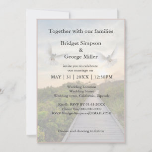 escalier du ciel moderne saint mariage invitation