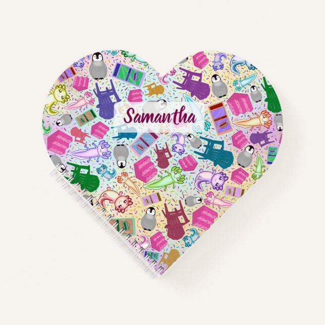 Escaliers Axolotl rose Carnet Spiral Coeur Personn (Devant)