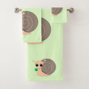 Escargot avec Serviette de bain en feuille de trèf