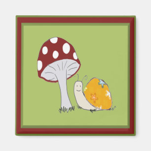 Escargot de sourire par un aimant de champignon