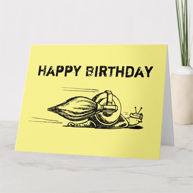 Escargot Fusée sur Carte d'Anniversaire (Devant)