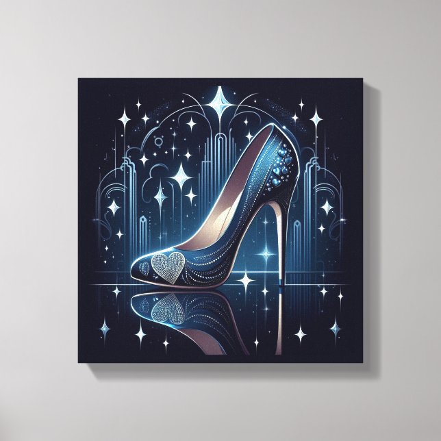 Escarpins bleus de style Art déco (Recto)