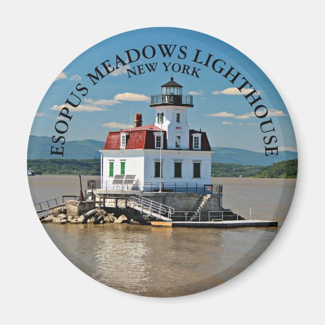 Esopus Meadows Lighthouse, New York Round Magnet (Devant)
