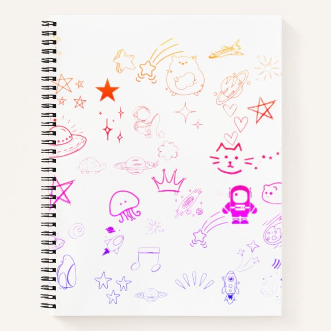 Espace et planètes Doodle Carnet personnalisé (Devant)