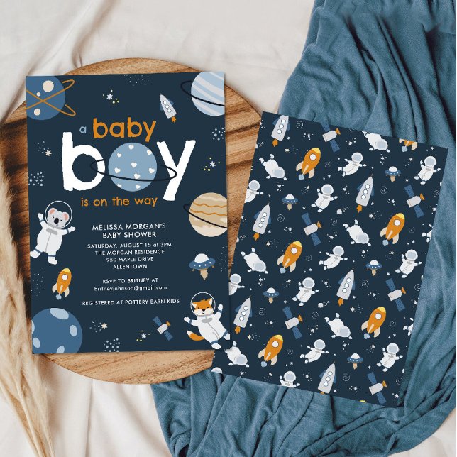 Espace Extérieur Baby Boy Shower Invitation (Créateur téléchargé)