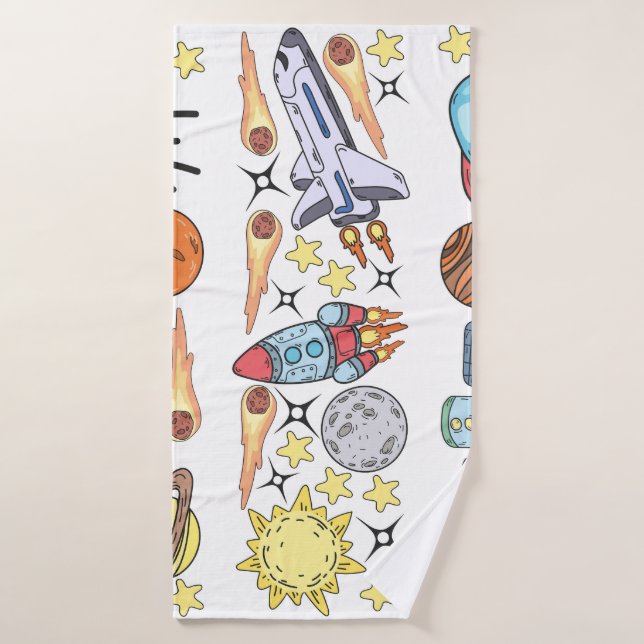Espace extra-atmosphérique : Doodles Vintages tiré (Serviette de bain)