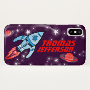 Espace fusée plein nom violet rouge bleu coque
