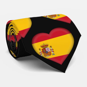 Espagne Drapeau couleurs Motif de coeur Cravate
