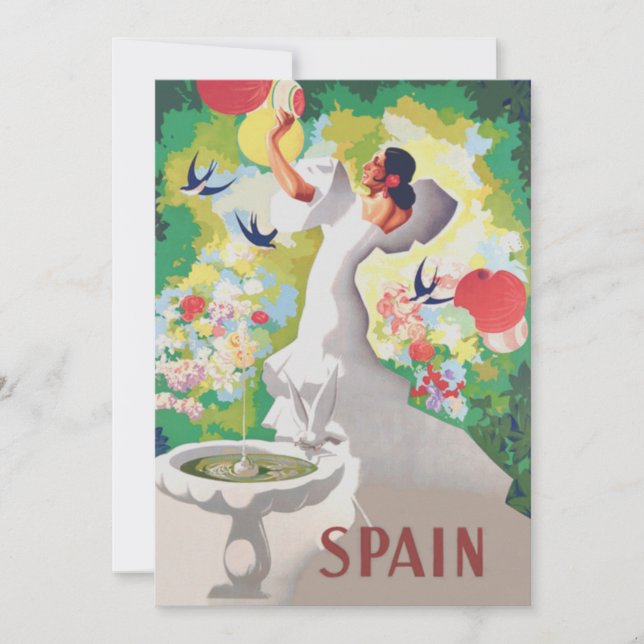 Espagne Señorita Oiseaux Fleurs Fête Jardin (Devant)