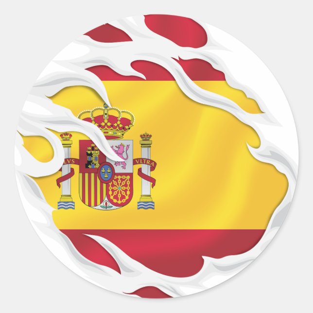 Espagne Sticker rond classique du drapeau déchiré (Devant)