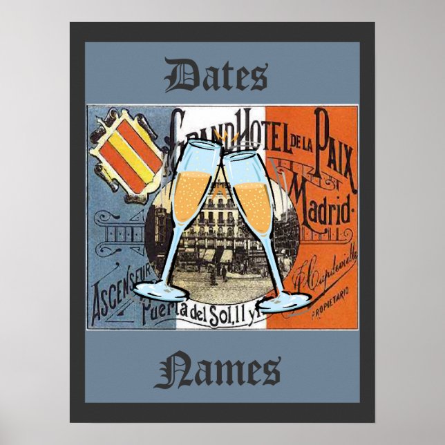 Espagne Travel Poster ajouter des noms, date (Devant)
