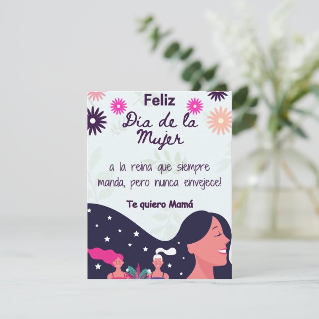 Espagnol - Carte de fête des femmes joyeuse à mama (Debout devant)