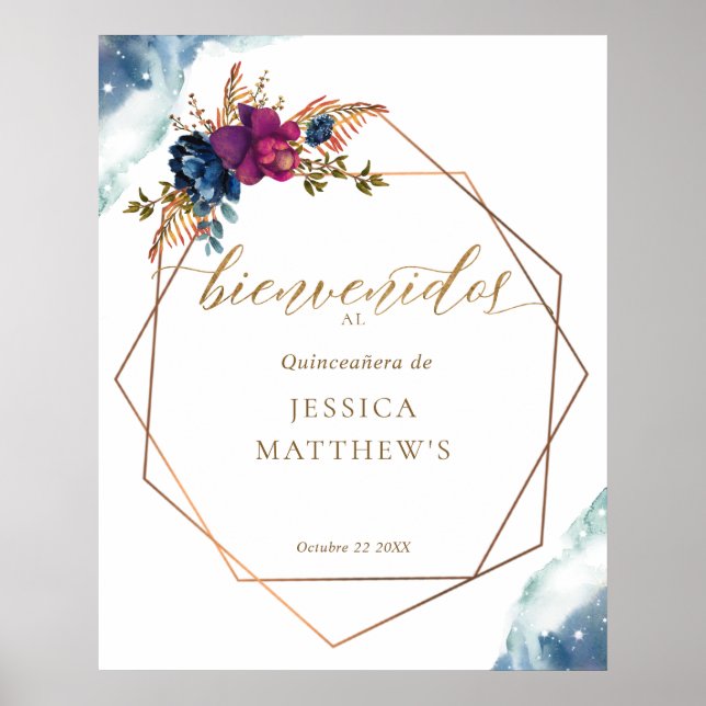 Espagnol, Celestial Quinceañera Affiche de bienven (Devant)