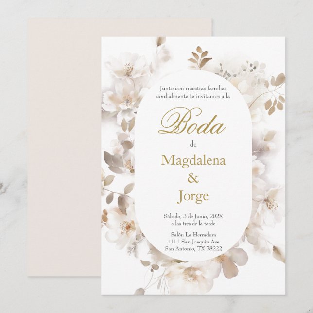 Espagnol Elegant Mariage invitation (Devant / Derrière)