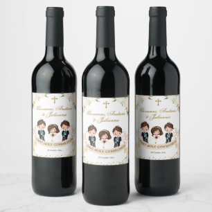 Espagnol garçons frères Étiquettes bouteille de vi