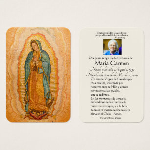 Espagnol Guadalupe Marie Prière funéraire Carte Sa