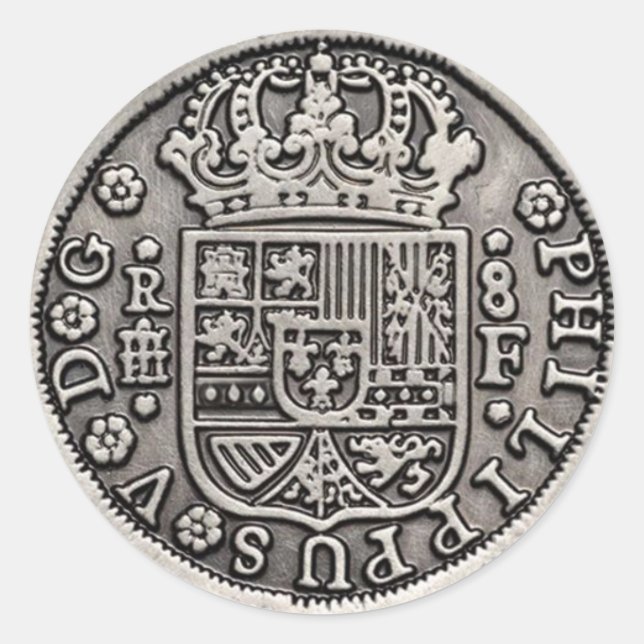 Espagnol Morceaux de Huit sticker rond classique (Devant)