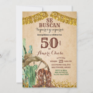 Espagnol Occidental Cowboy Invitation Anniversaire