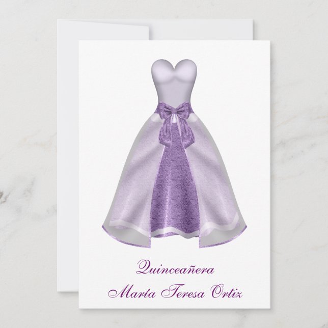 Espagnol Pourpre Invitation Quinceañera 15 Ans (Devant)