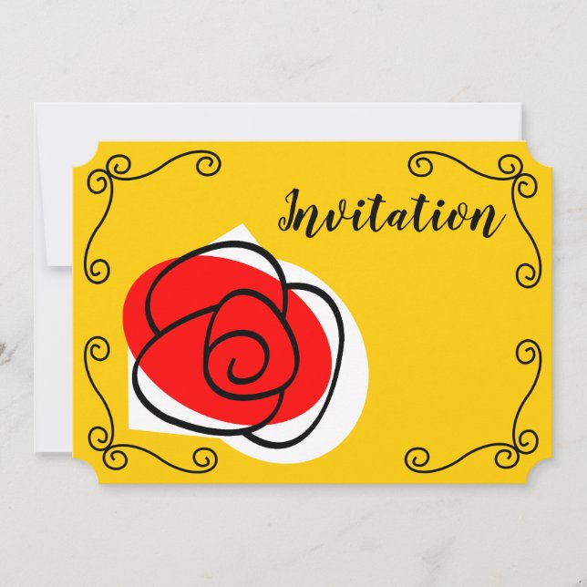 Espagnol Rose Corners Invitation horizontale (Devant)
