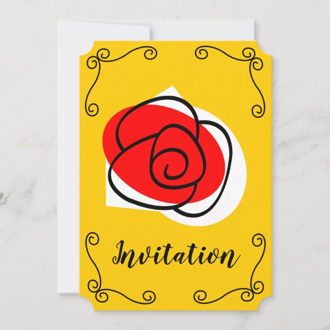 Espagnol Rose Corners Invitation verticale (Devant)