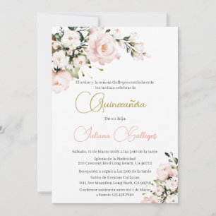 Espagnol rose Floral Quinceanera invitation