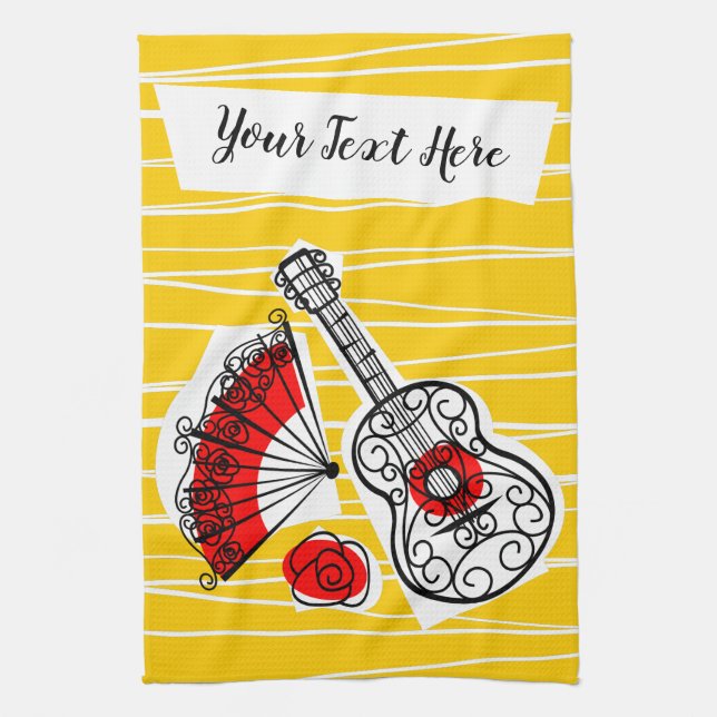 Espagnol Souvenirs Texte serviette de cuisine (Vertical)